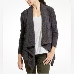 Athleta dark gray Wrap Cardigan Sweater Super Soft Ribbed Knit size medium